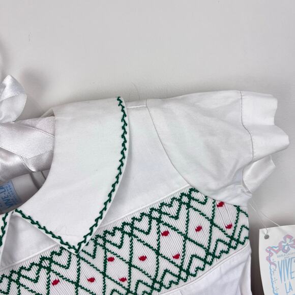 Vintage Vive-La-Fete Smocked Button On Shortall Romper 9 Months NWT - Picture 2 of 10